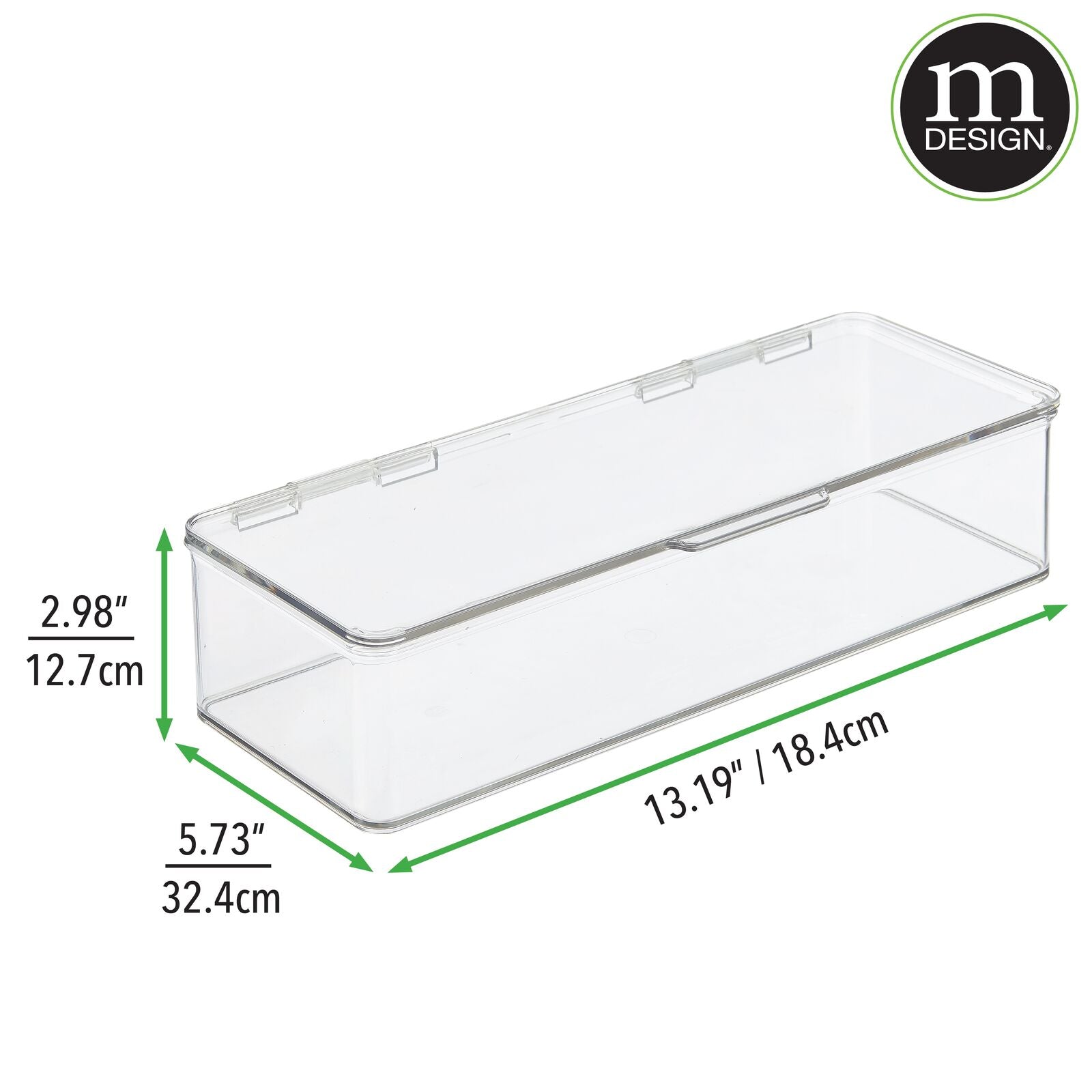 mDesign Stackable Kitchen Pantry, Cabinet, Refrigerator Food Storage Container Box, Attached Lid - Organizer for Packets, Snacks, Produce, Pasta - 4 Pack - Clear