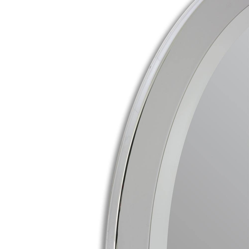 Deco Mirror 23 in. W x 29 in. H Framed Oval Beveled Edge Bathroom Vanity Mirror in Brushed nickel 6295