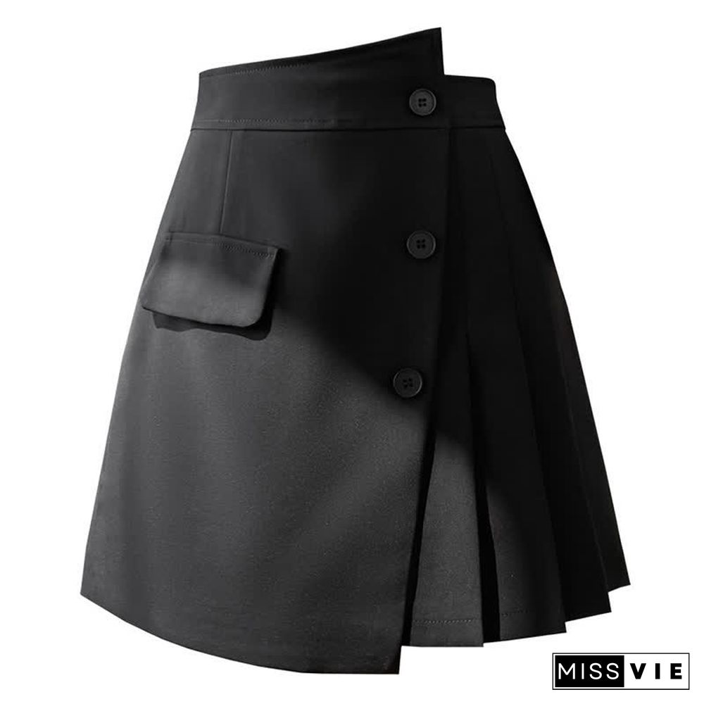 Irregular High Waist Pleated Skirt