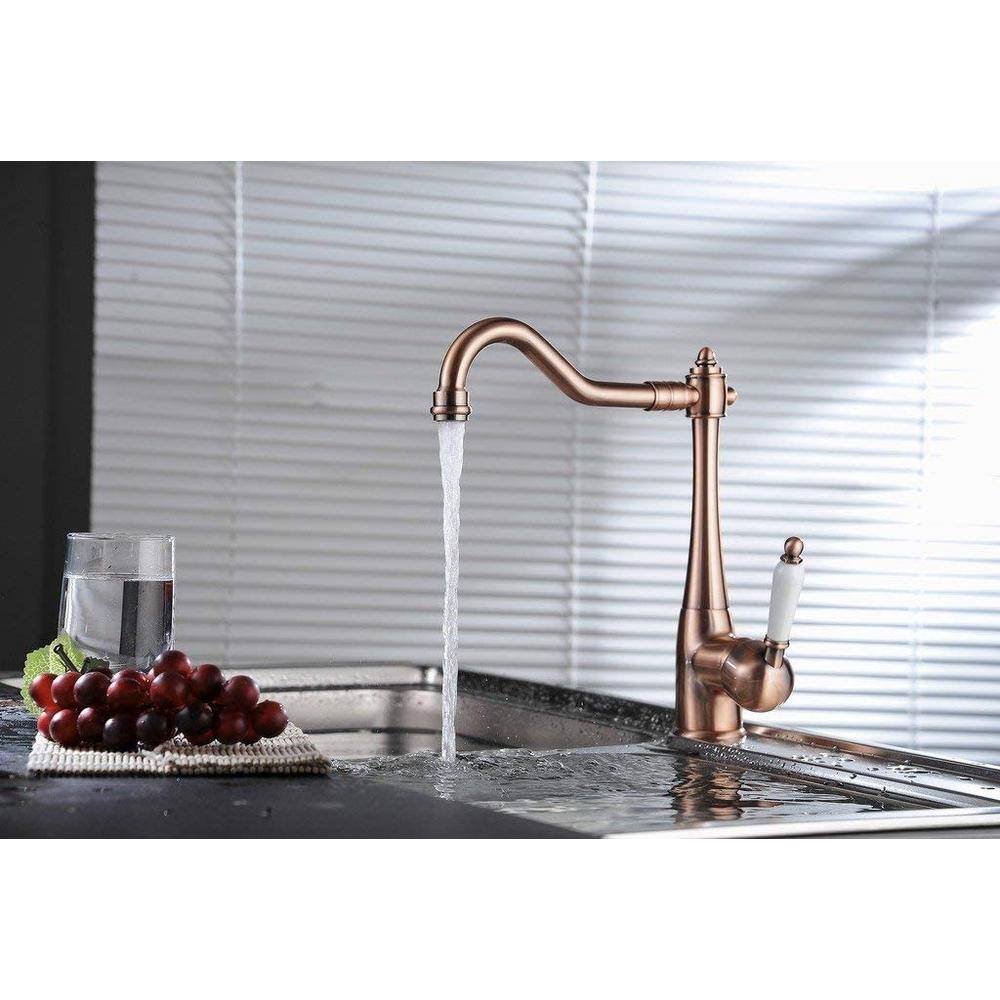 BWE Traditional Single-Handle Standard Kitchen Faucet in Antique Copper A-94066-Copper