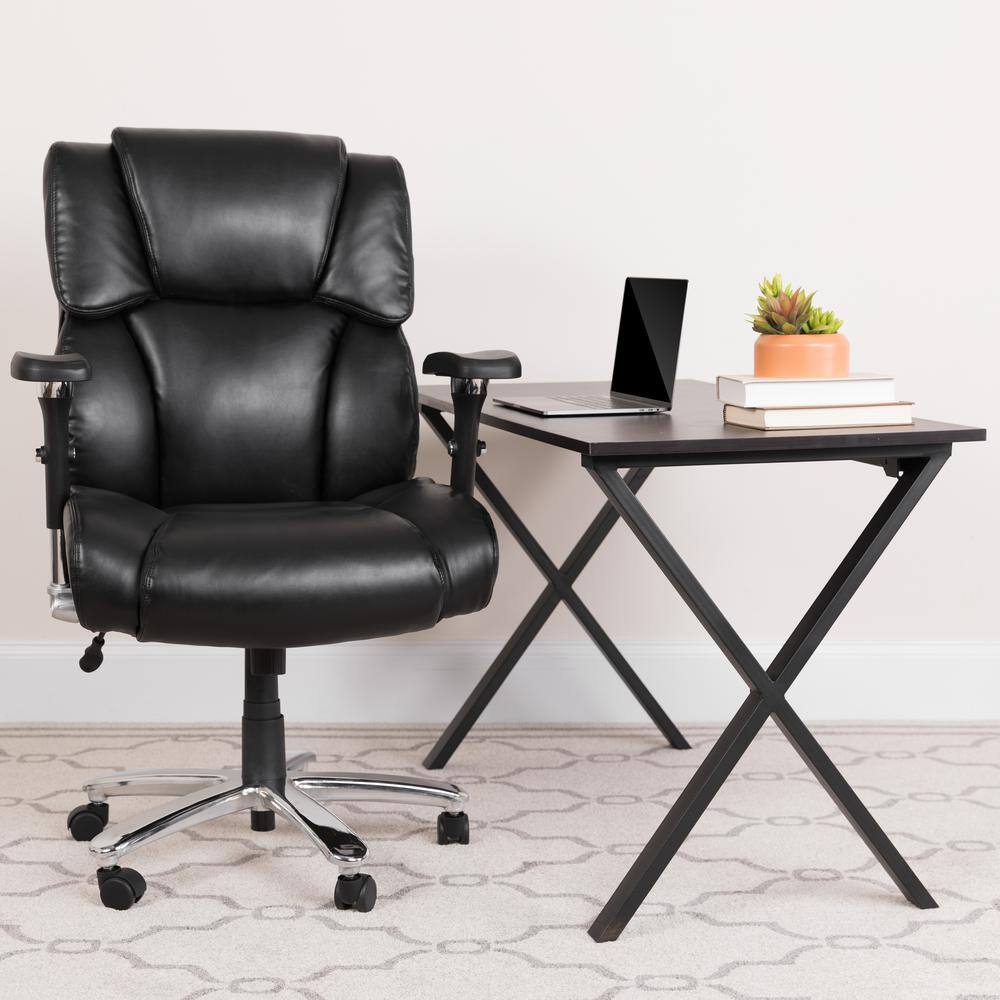 Flash Furniture Hercules Faux Leather High Back Executive Office Chair in Black Leather with Arms GO2149LEA