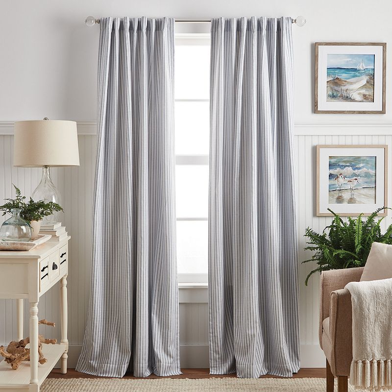 Martha Stewart Ticking Stripe Backtab 2 Window Curtain Panels