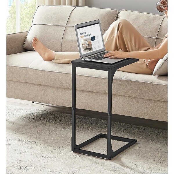 CShaped End Table，Small Side Table with Metal Frame for Living Room，Bedroom