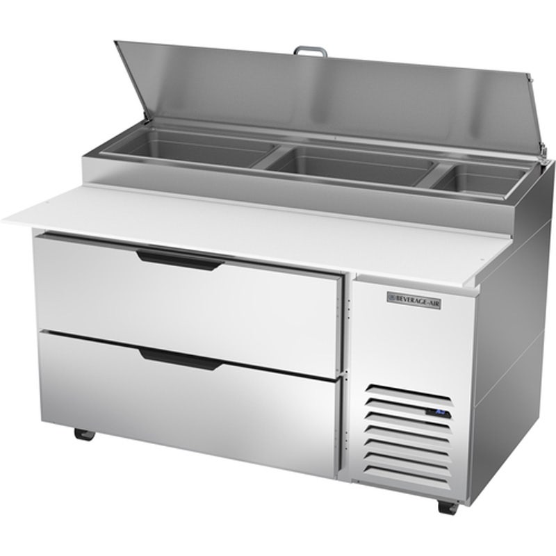 Beverage-Air DPD60HC-2 Refrigerated Pizza Prep Table， 1-Section， 2 Drawers