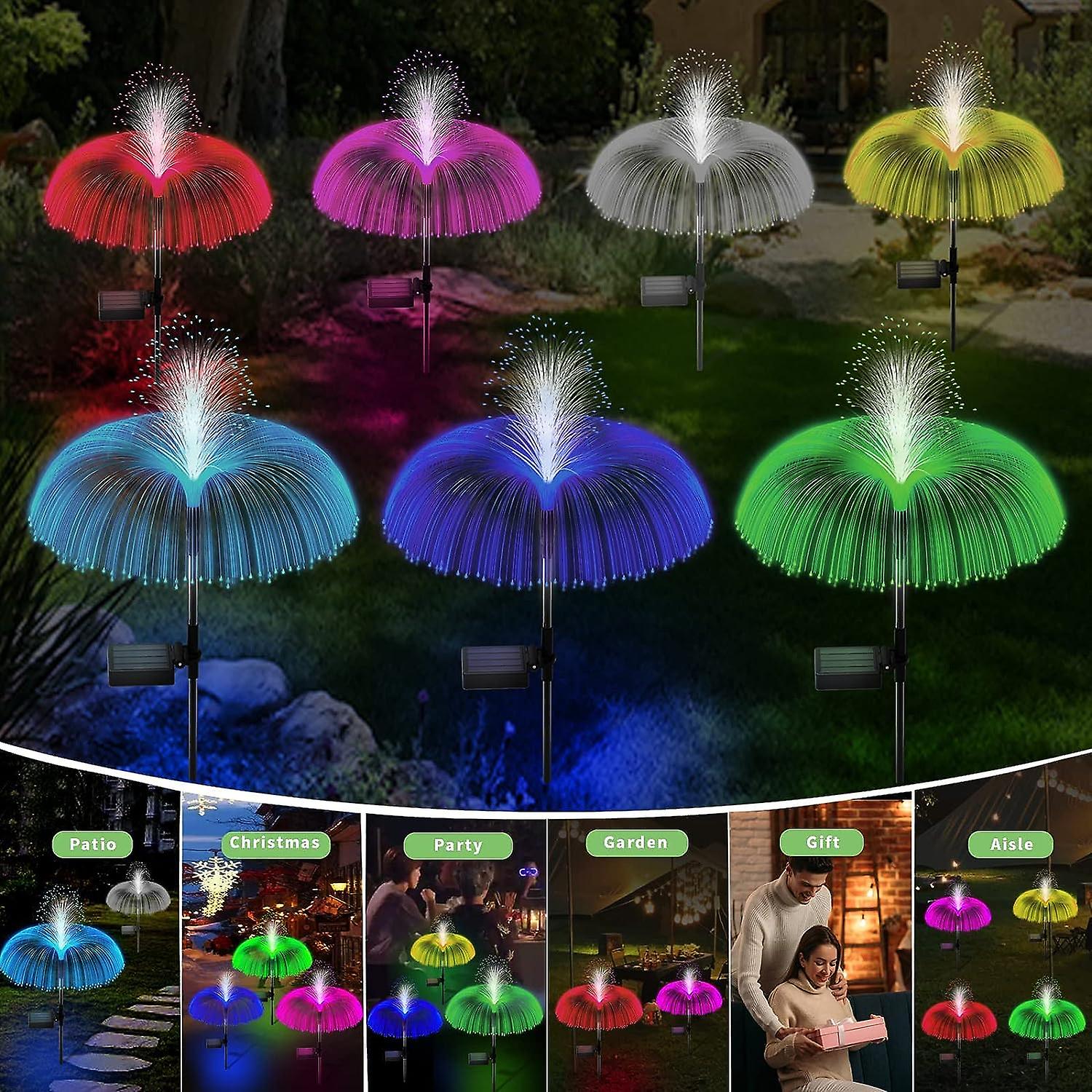 3Pack Solar Lights Outdoor  Jellyfish-Shaped 7 Colors Changing  Lamp IP44 Waterproof Fairy for Walkway Patio Lawn Backyard Garden Party Decoration