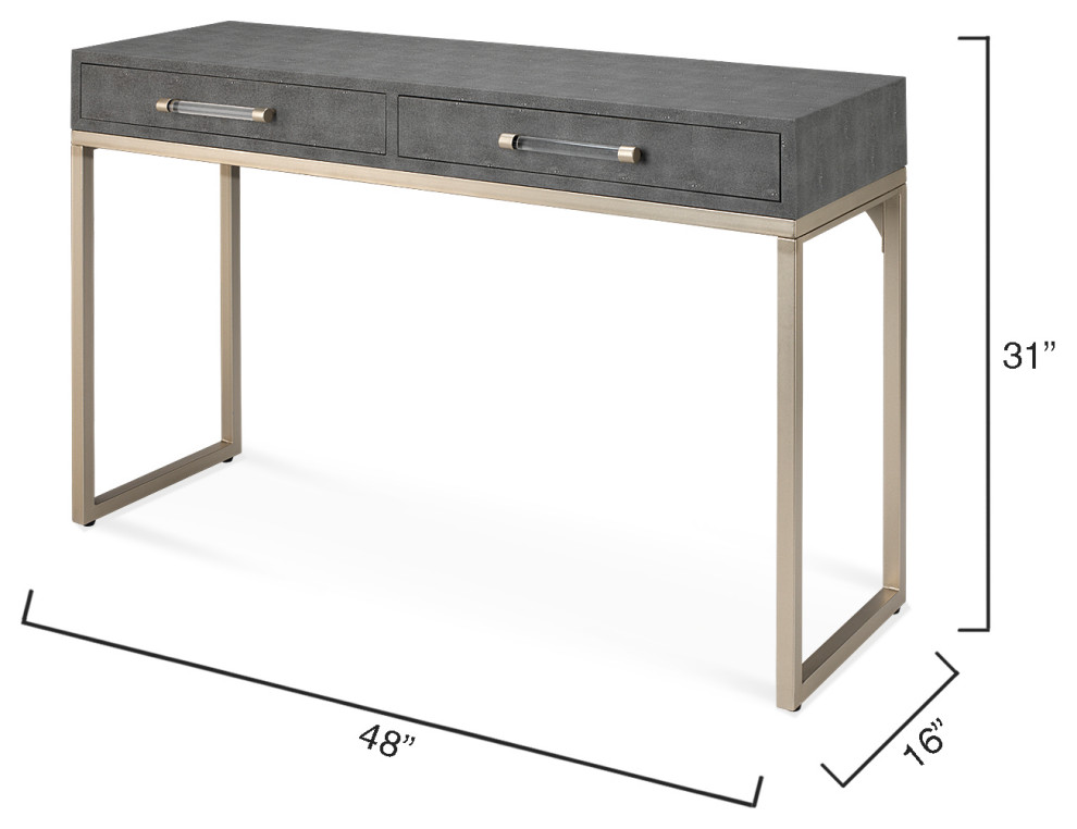 Gray Faux Patterned Leather Iron Kain Console   Contemporary   Console Tables   by HedgeApple  Houzz