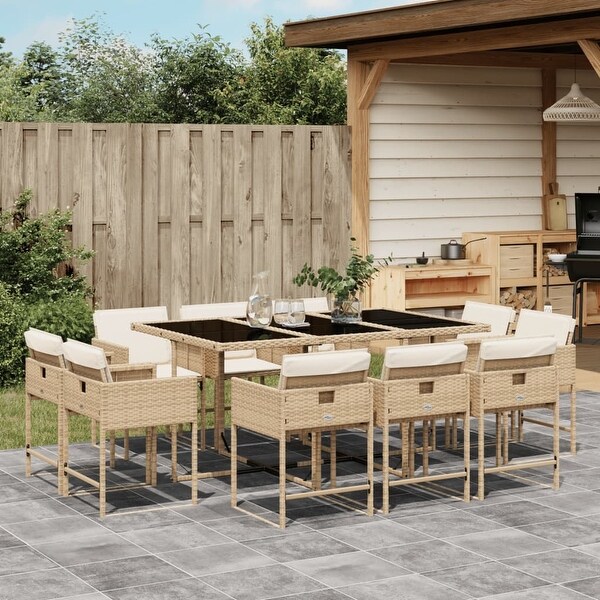 vidaX Patio Dining Set with Cushions Poly Rattan