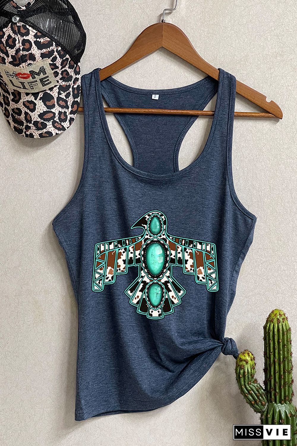 Cowhide Turquoise Thunderbird Tank Top Wholesale