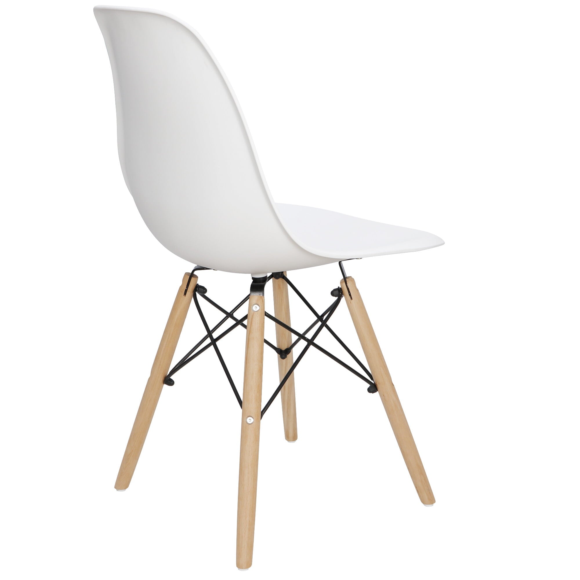 HomGarden Set of 4 Dining Chair， Plastic Side Chair Wood Legs White