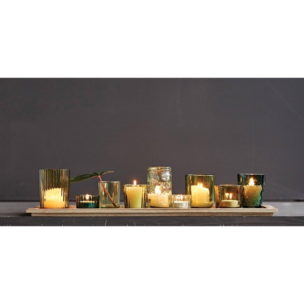 Glass amp Wood Candle Gift Set Green 22 In Storied Home