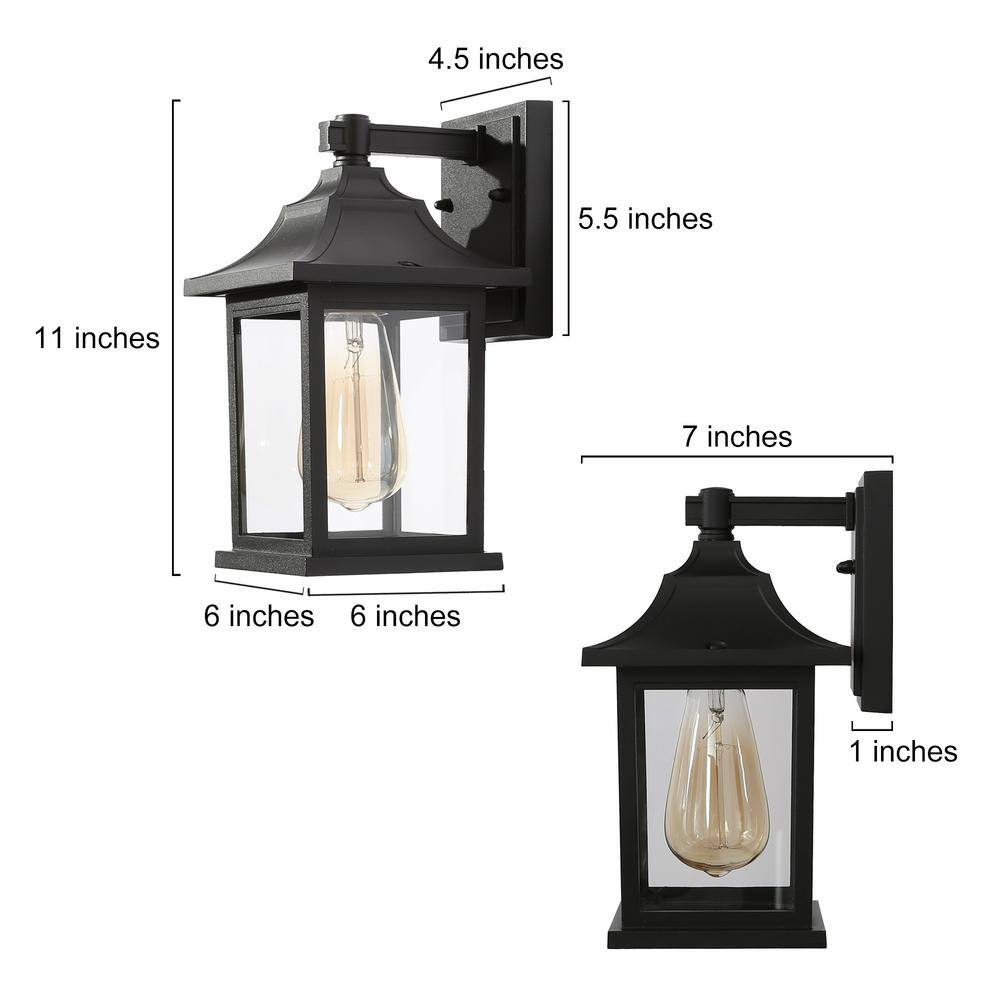 LNC Classic Black Outdoor Wall Lantern Sconce Contemporary 1-Light Hardwired Wall Light with Clear Glass Shade (2-Pack) Y7BZJRHD1748DO8