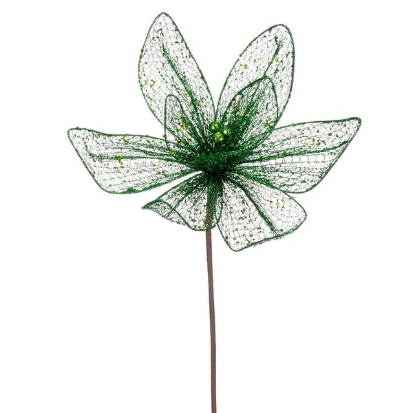 Vickerman 24 Emerald Mesh Glitter Sequin Poinsettia，2 per bag.