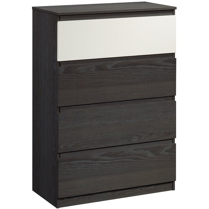 Pemberly Row Engineered Wood 4-Drawer Bedroom Chest in Charcoal Ash