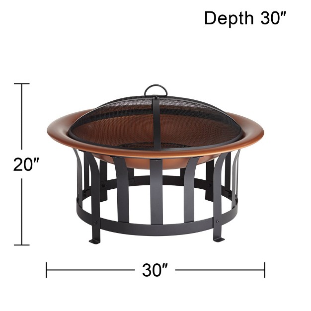 Steel Wood Burning With Spark Screen And Fire Poker For Backyard Patio Camping