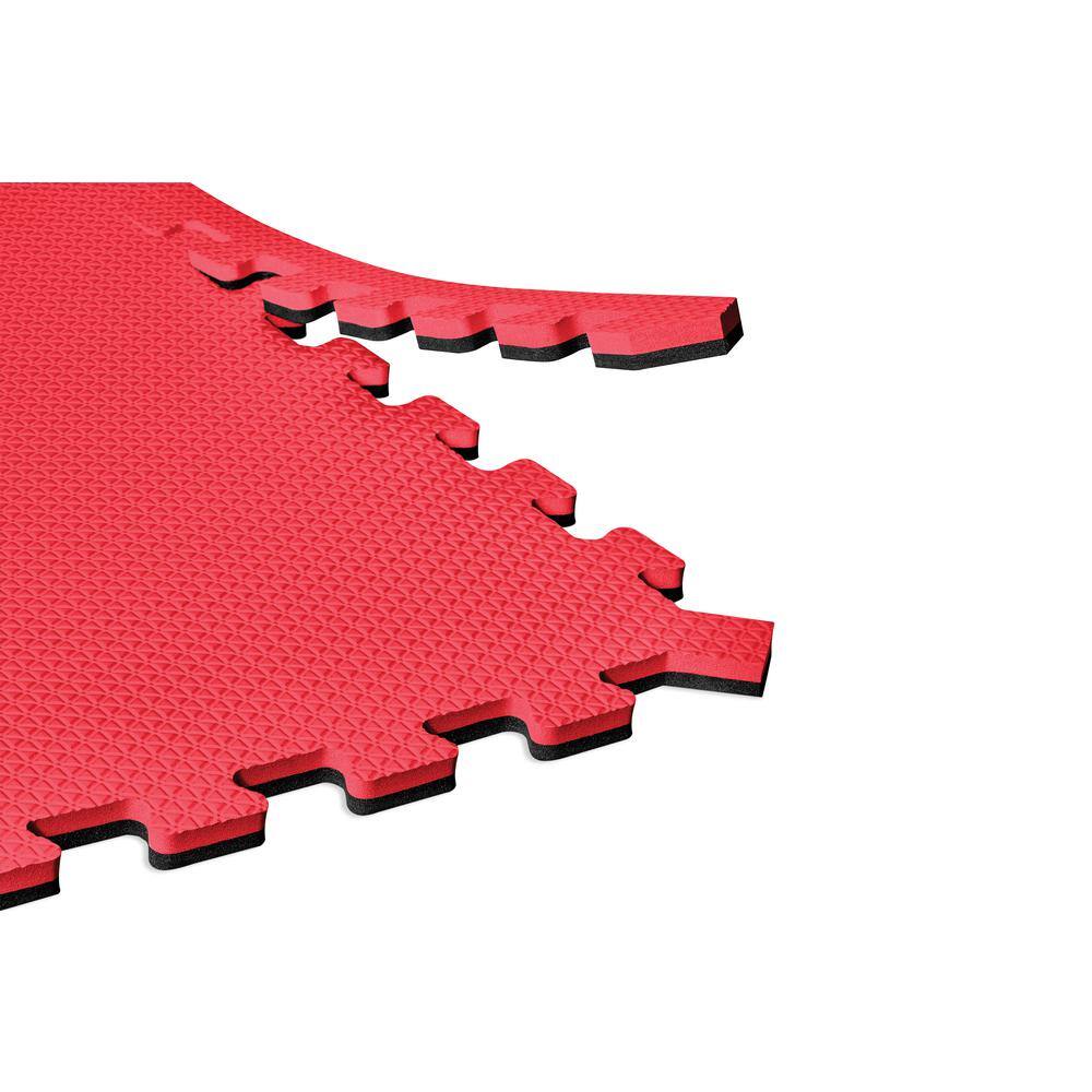 Norsk BlackRed 24 in. x 24 in. x 0.51 in. Foam Reversible Interlocking Floor Mat (6-Pack) 240451