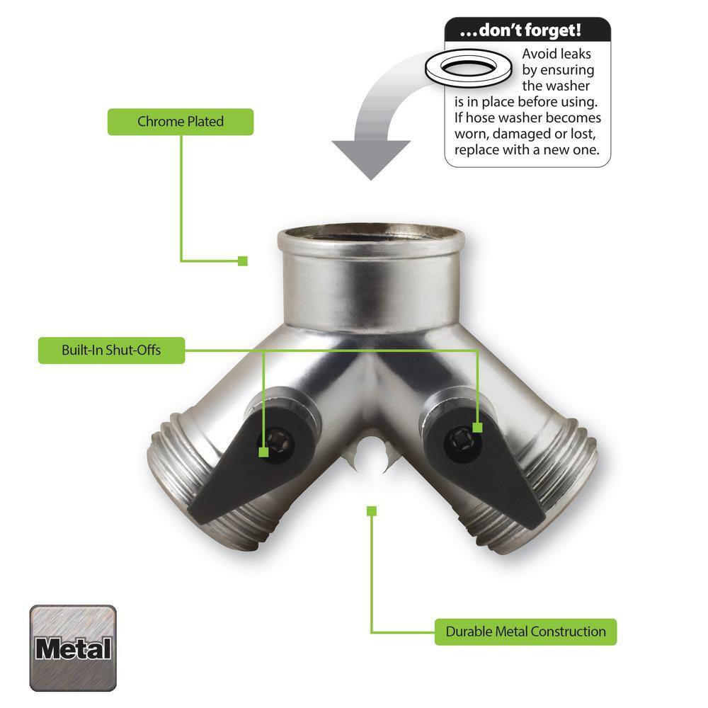 Melnor 2-Way Y Shut-Off Metal Hose Connector 312S