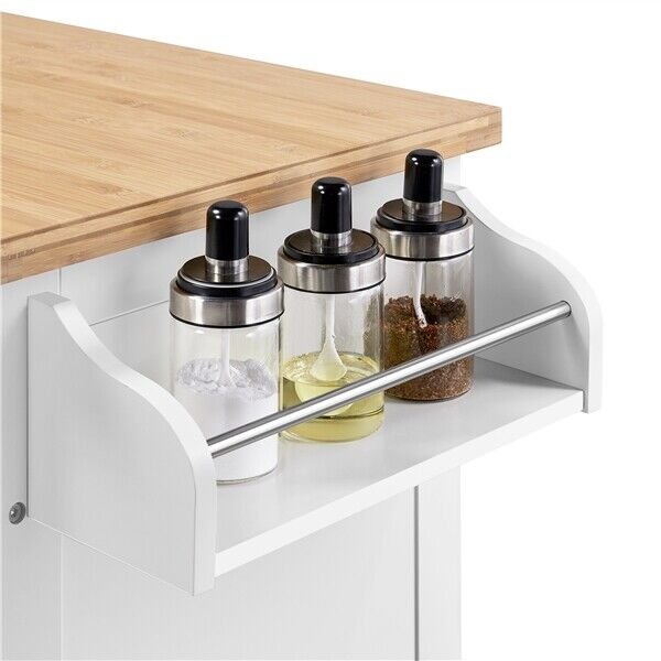 Kitchen Island Trolley Cart Pub Spice Rack Towel Holder Rolling Storage Cabinet