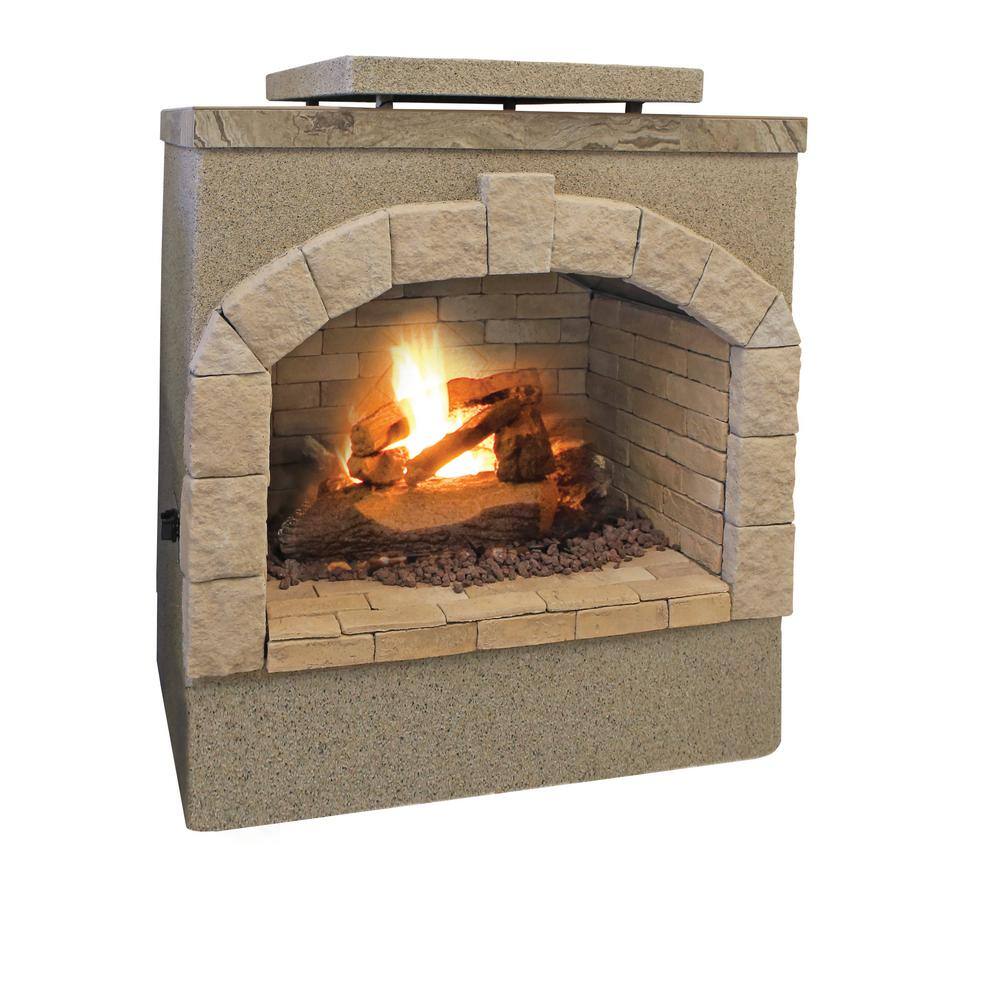 Cal Flame 59 in. Tile and Stucco Propane Gas Outdoor Fireplace 22-FRP906-ST