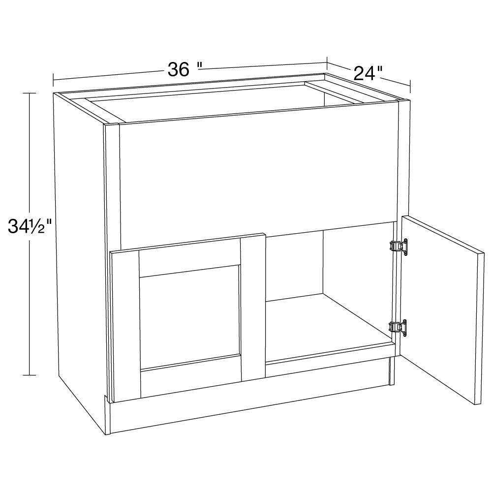 Home Decorators Collection Washington Vessel Blue Plywood Shaker Stock Assembled Base Kitchen Cabinet Soft Close 36 in. x 34.5 in. x 24 in. FSB36-WVB