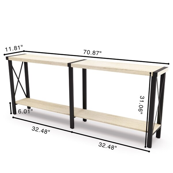 Console Table， Long Sofa Table with Shelf for Living Room and Entryway