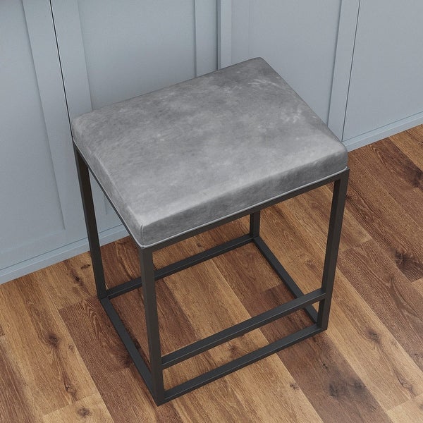 Riley Indoor Metal Faux Leather Bar Stools (Set of 2)