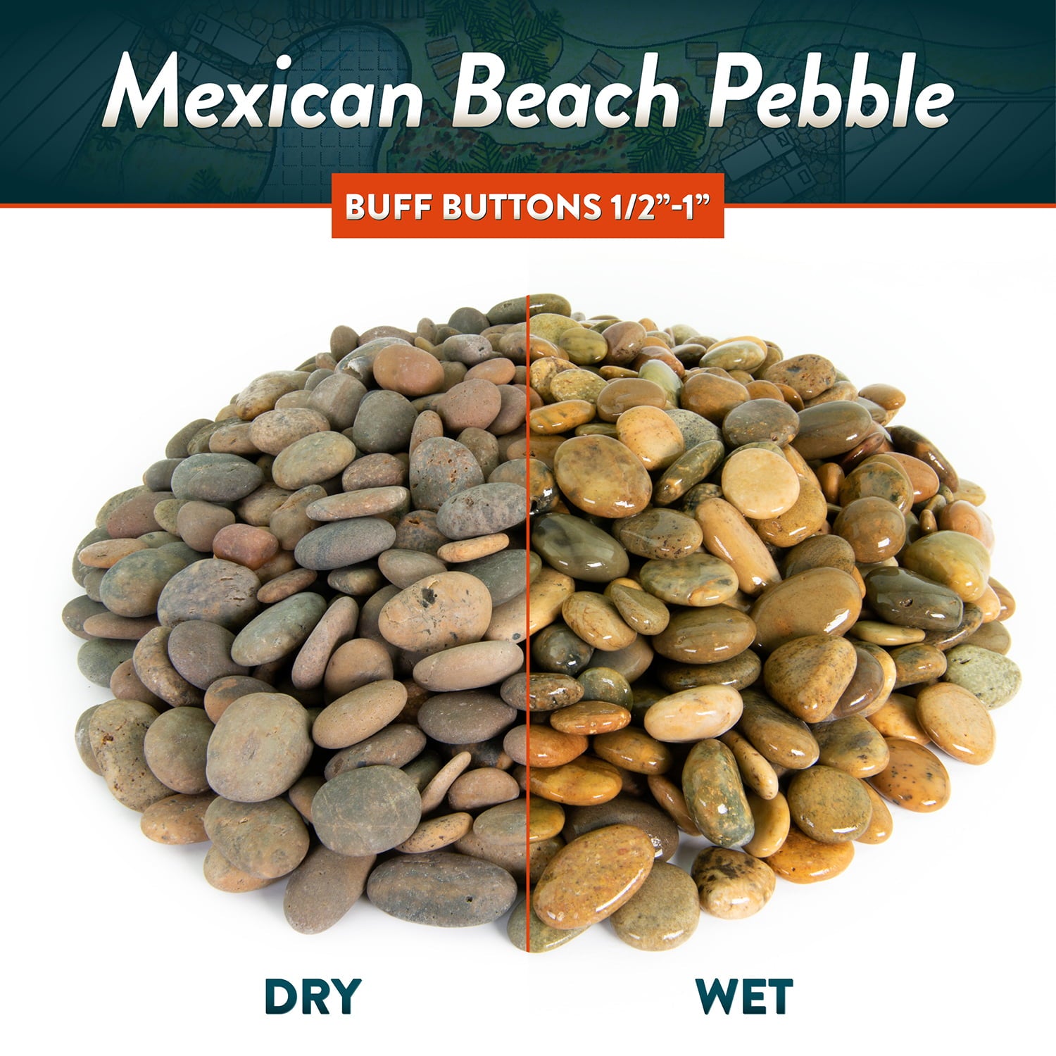 Mexican Beach Pebbles | Buff Buttons, 1/2