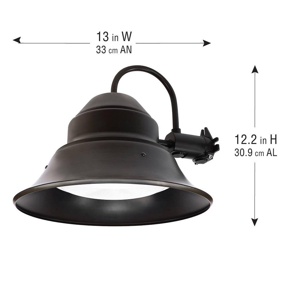 Commercial Electric 350- Watt Equivalent Integrated LED Bronze Security Wall or Post Mount Dusk to Dawn Outdoor Barn Area Light 5000K 73700V1HD