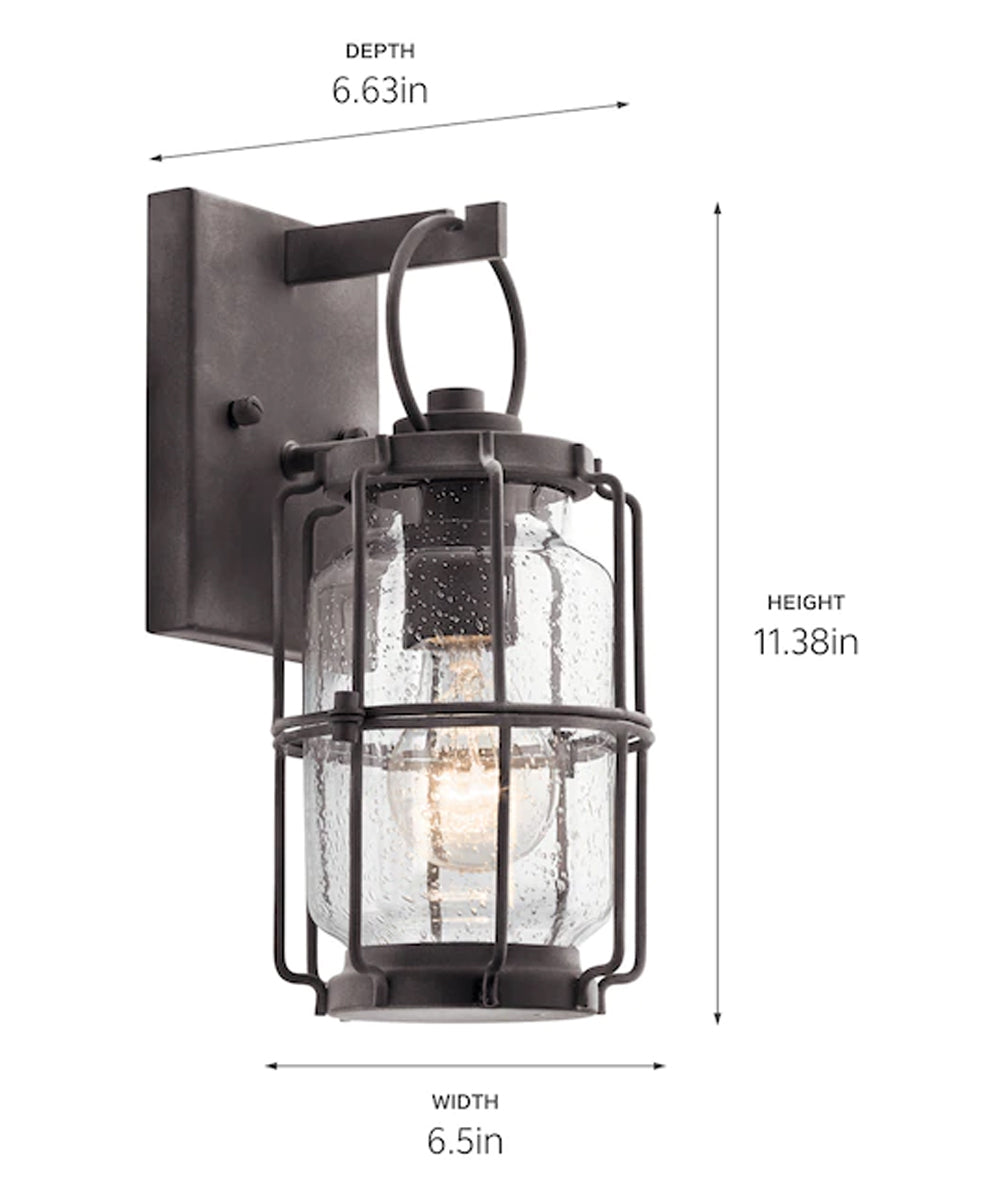 Montview 12"H 1-Light Outdoor Wall Light Lantern by Kichler Weathered Zinc Finish