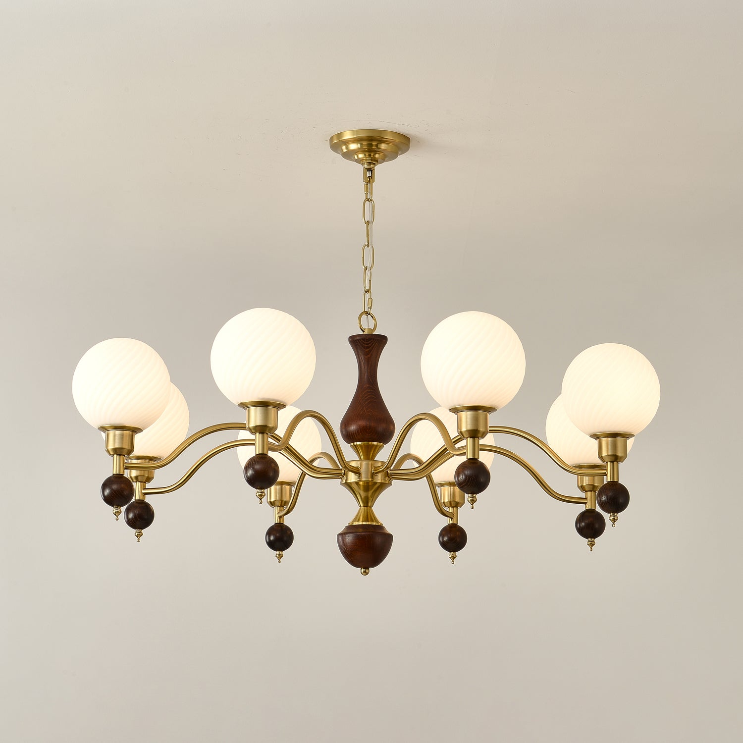 Globe Orb Wood Chandelier