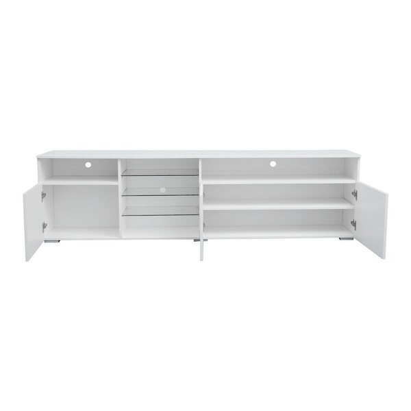 TV Stand Matte Body High Gloss Doors Modern TV Stand LED for Living Room，white