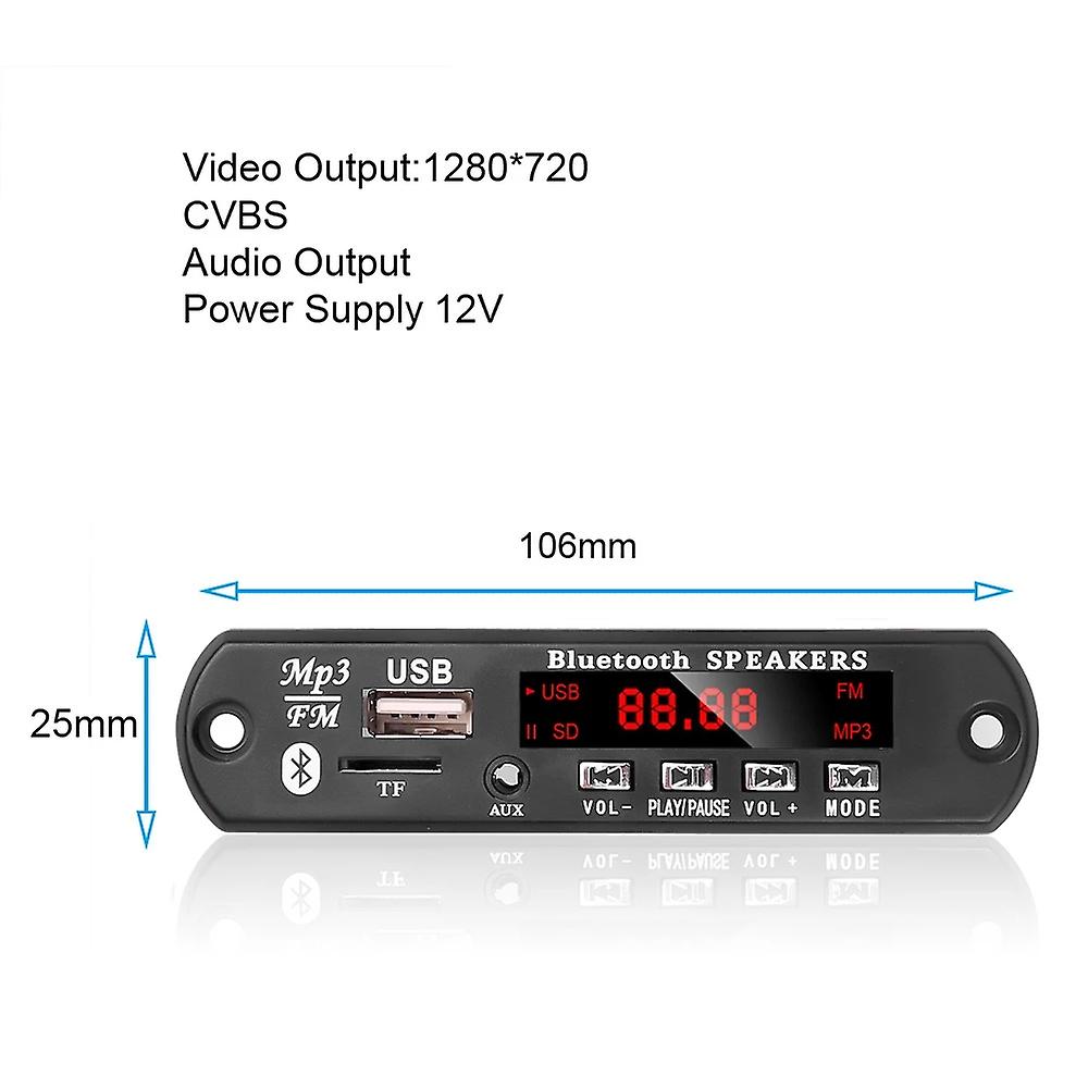 Car Audio Usb Tf Fm Radio Module Wireless Bluetooth 12v Mp3 Wma Decoder Board Support 2*15w Amplifier With Remote