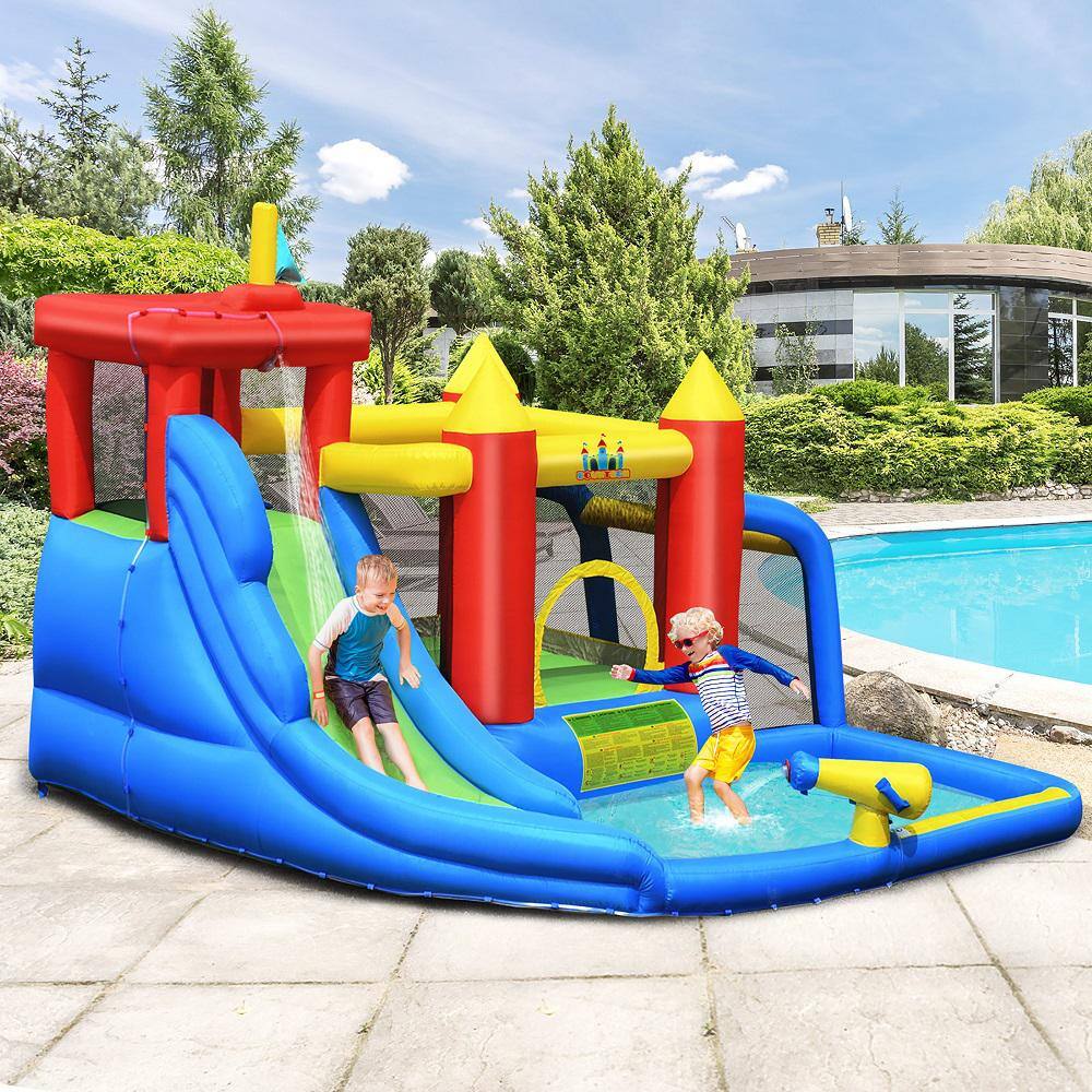 Costway Inflatable Bouncer Water Climb Slide Bounce House Splash Pool with Blower OP70639