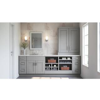 Hampton Bay Shaker Dove Gray Stock Assembled Farmhouse Apron-Front Sink Base Kitchen Cabinet (36 in. x 34.5 in. x 24 in.) KSBD36-SDV