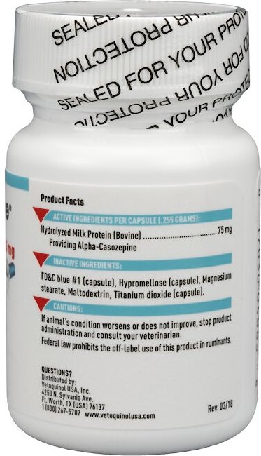 Vetoquinol Zylkene 75-mg Capsules Calming Supplement for Small Dogs and Cats