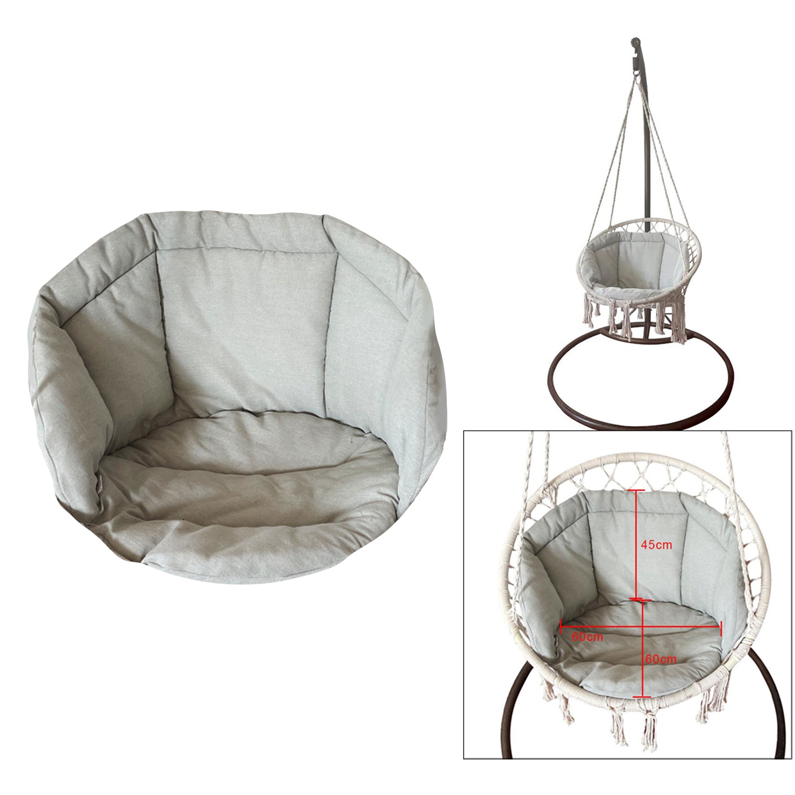 Swing Chair Cushion Hammock Pads Wicker Tear Drop Hanging Chair Yard Deck gray