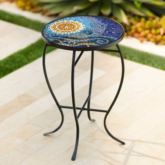 Wide Blue Ocean Mosaic Tabletop Front Porch Patio Home House