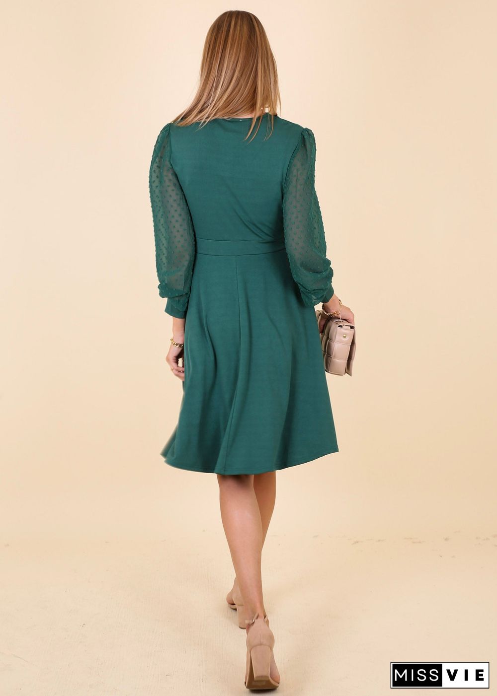 Sheer Swiss Dot Long Sleeve Dress