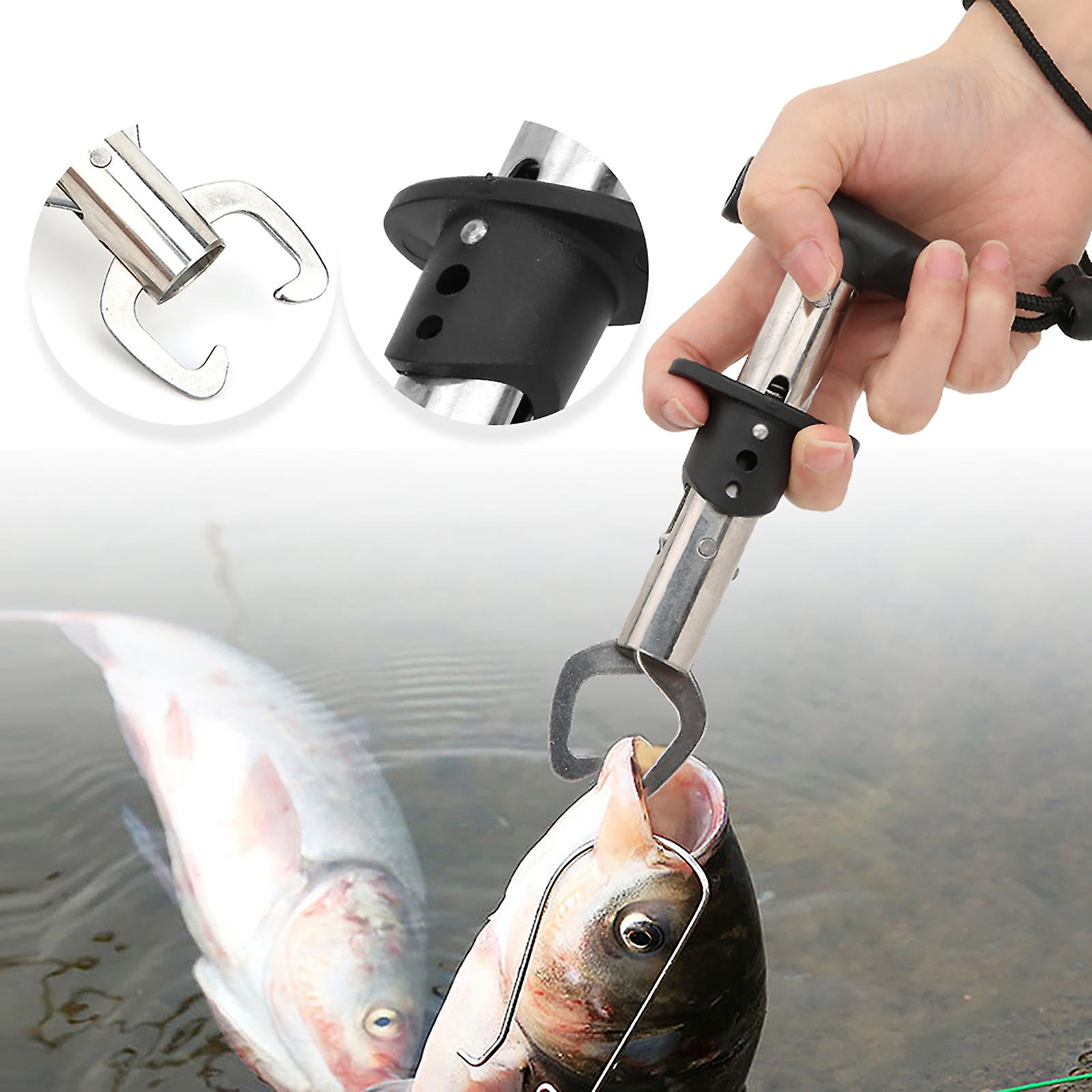 Stainless Steel Fishing Clamp Fish Grip Control Tackle Equipment Accessory With Weigh Ruler Anti-lost Hand Strap