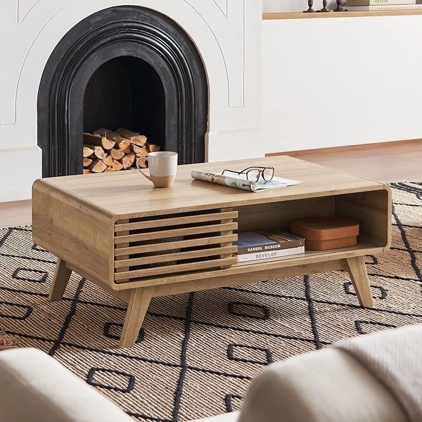 Mopio Ensley Mid-Century Modern Coffee Table with dual side storage， Centerpiece for your living room