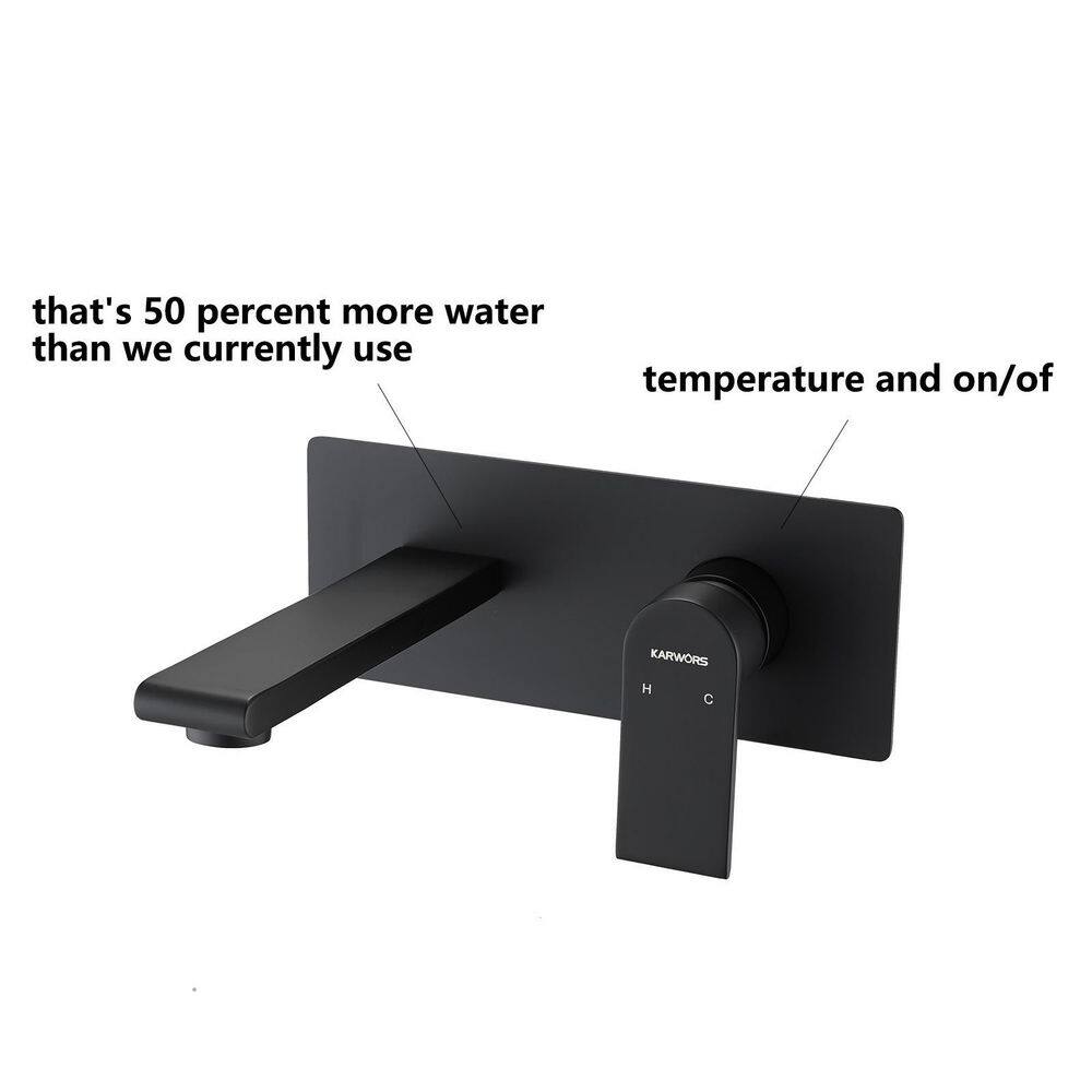 BTCSTAR SWUG Single Handle Wall Mount Faucet with Water and Temperature Flow Control in Matte Black BTC55936FMB