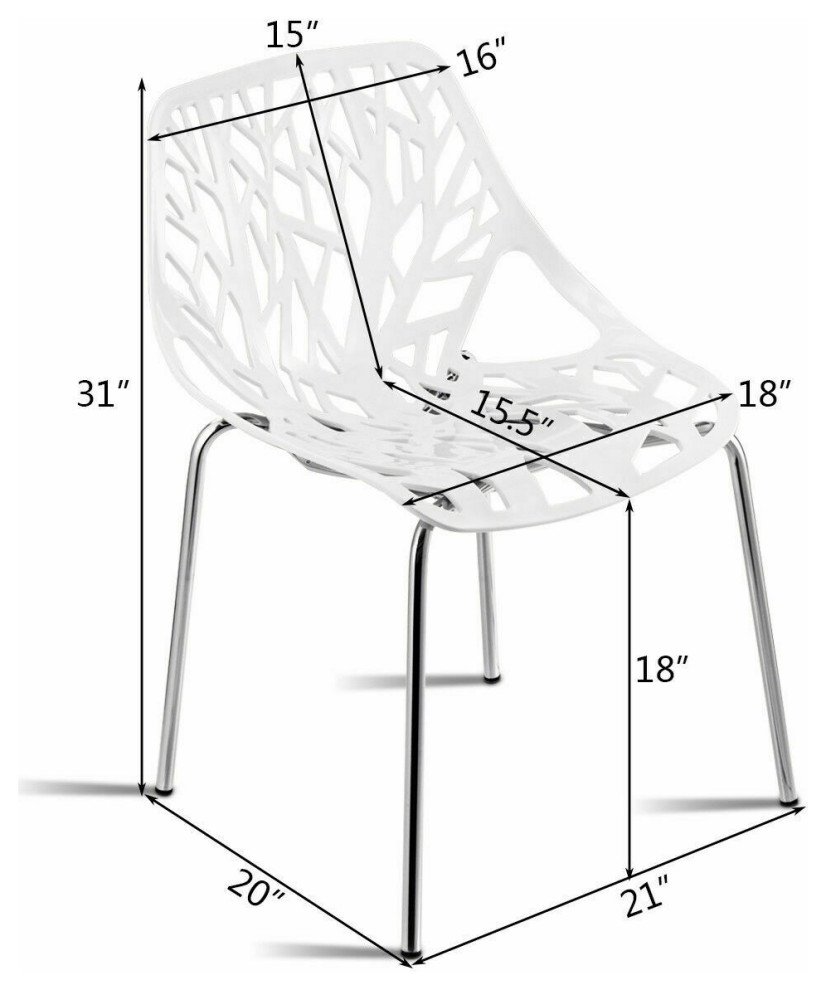 Costway Set Of 6 Birch Sapling Plastic Dining Chairs Stackable Armless White   Contemporary   Dining Chairs   by Costway INC.  Houzz