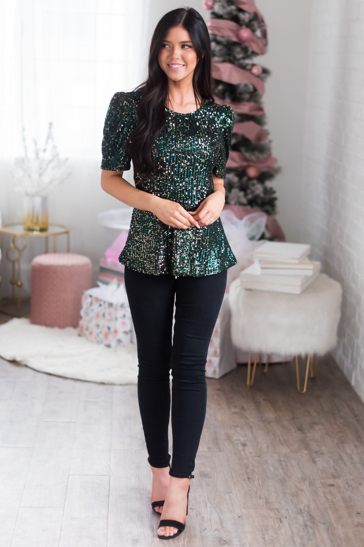 Season Of Giving Modest Sequin Top