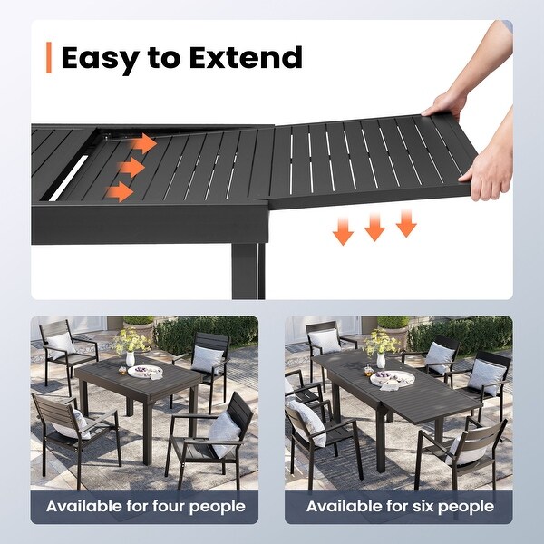 Pellebant Outdoor Aluminum Expandable Patio Dining Table