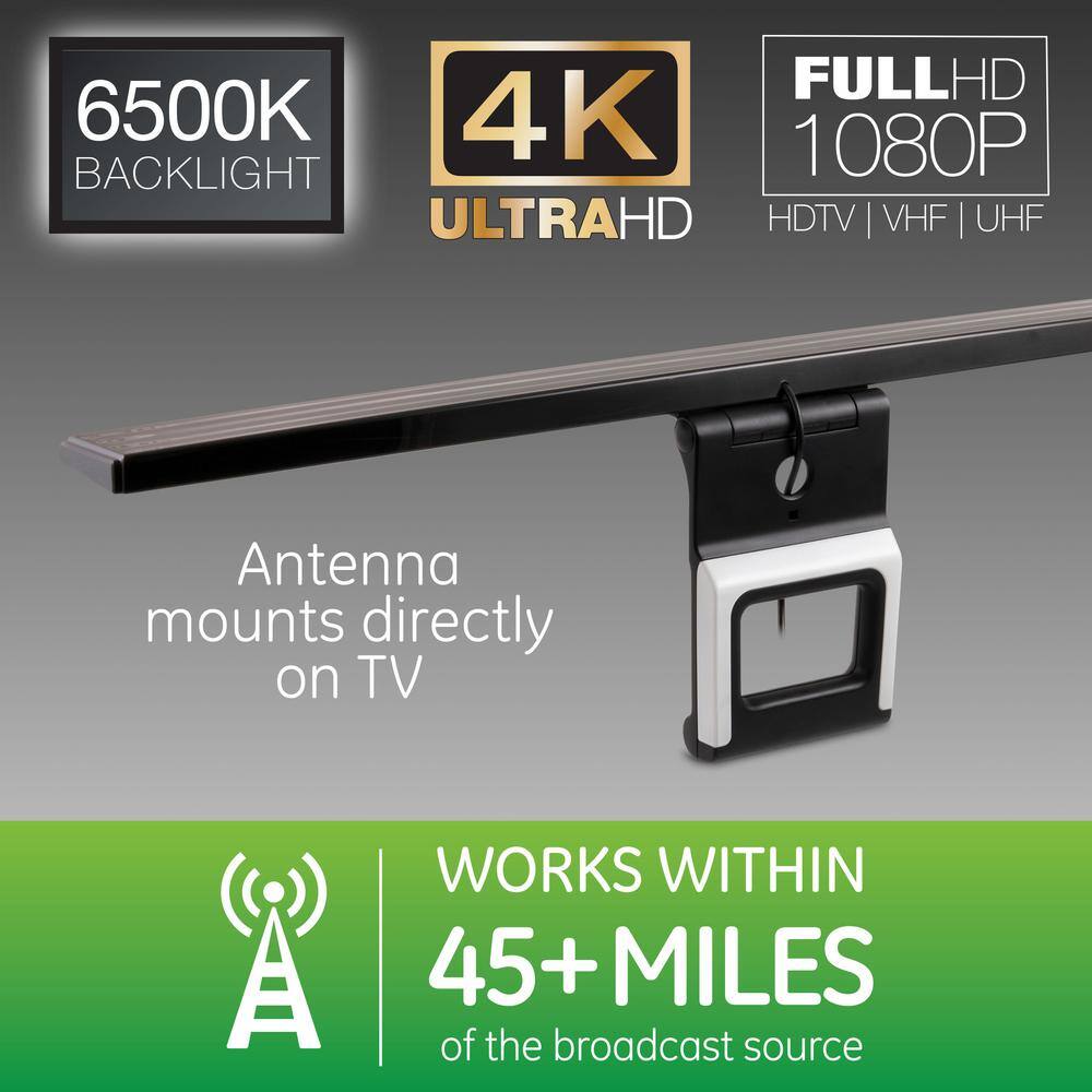 Indoor HDTV Amplified LED Antenna with Backlighting 55-Mile Range VHF UHF 1080P 4K Ready 46003