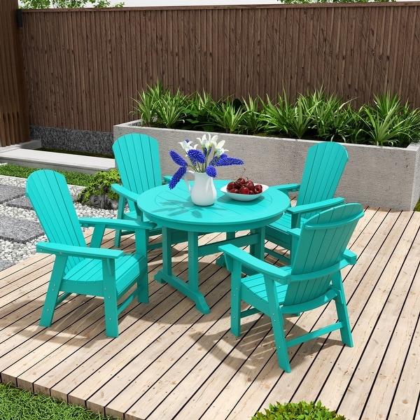 Polytrends Altura 5Piece Round Poly EcoFriendly All Weather Outdoor Dining Set