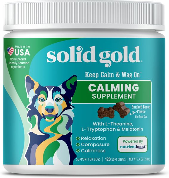 Solid Gold Keep Calm and Wag On Calming Aid Chew Supplement for Dogs， 120 count