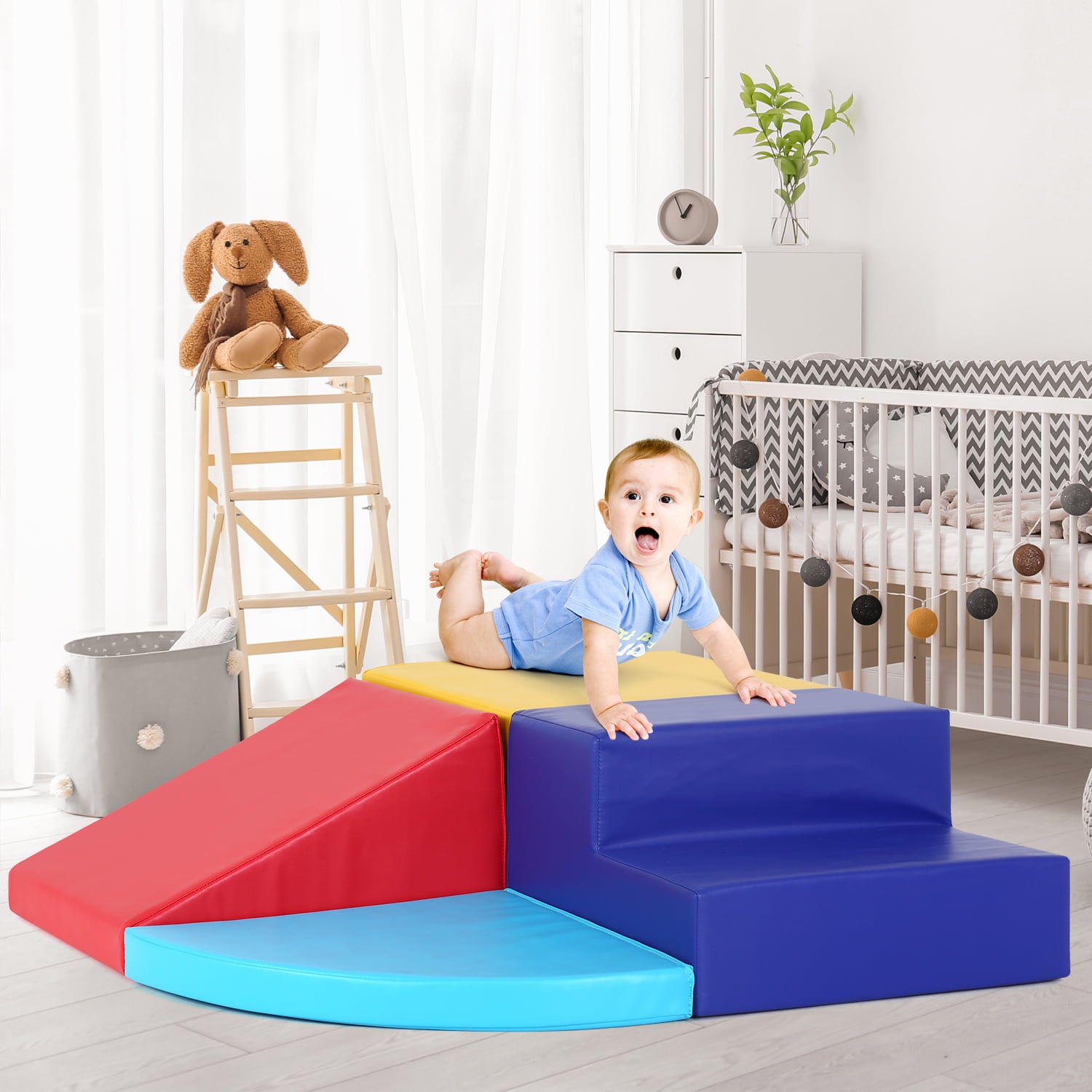 Dkelincs 4 Piece Baby Climb and Crawl Activity Play Set Safe Foam Blocks Toddler Climbing Toys Indoor