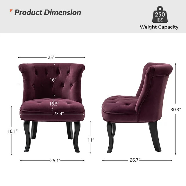 Set of 2 Classic Accent Chair  Curved Legs  ampButton Tufted Velvet Seat   Traditional   Armchairs And Accent Chairs   by Declusia  Houzz