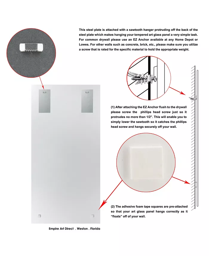Empire Art Direct My N.Y. Rectangular On Free Floating Printed Tempered Art Glass Beveled Mirror  72 x 36