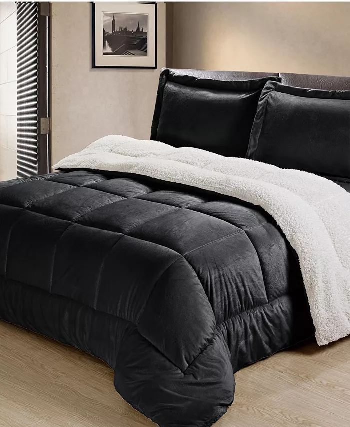 Cathay Home Inc. Ultimate Luxury Reversible Micromink and Sherpa Twin Bedding Comforter Set